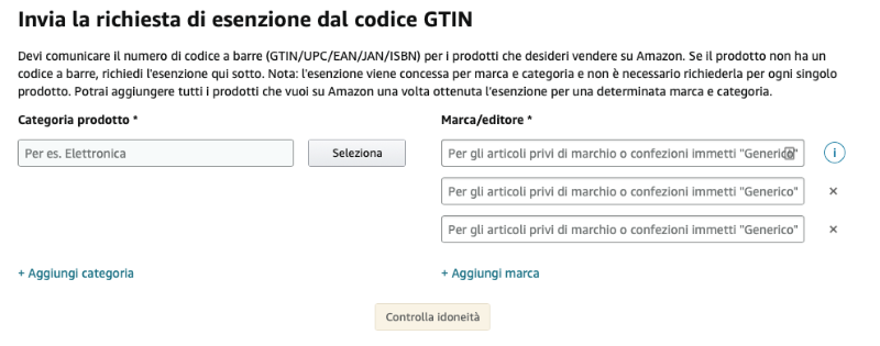 Come chiedere un'esenzione per codici EAN su amazon